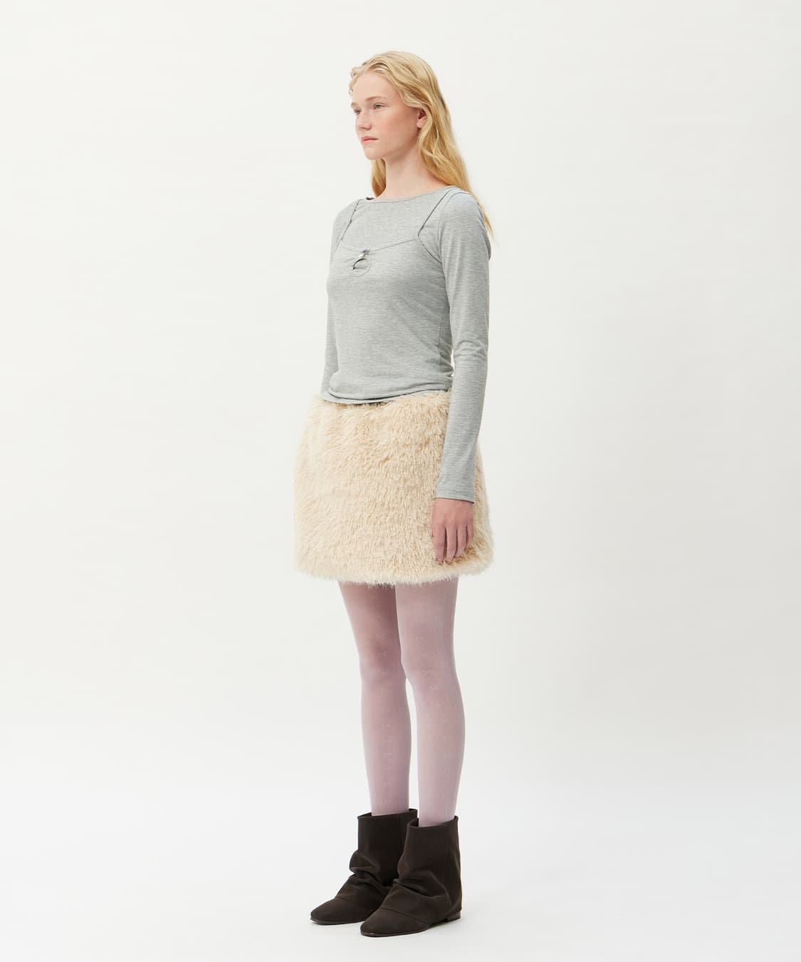 새상품. 리버시블 퍼/퀼팅 미니스커트 (브랜드: 포그던 fogdawn) 상품이미지5