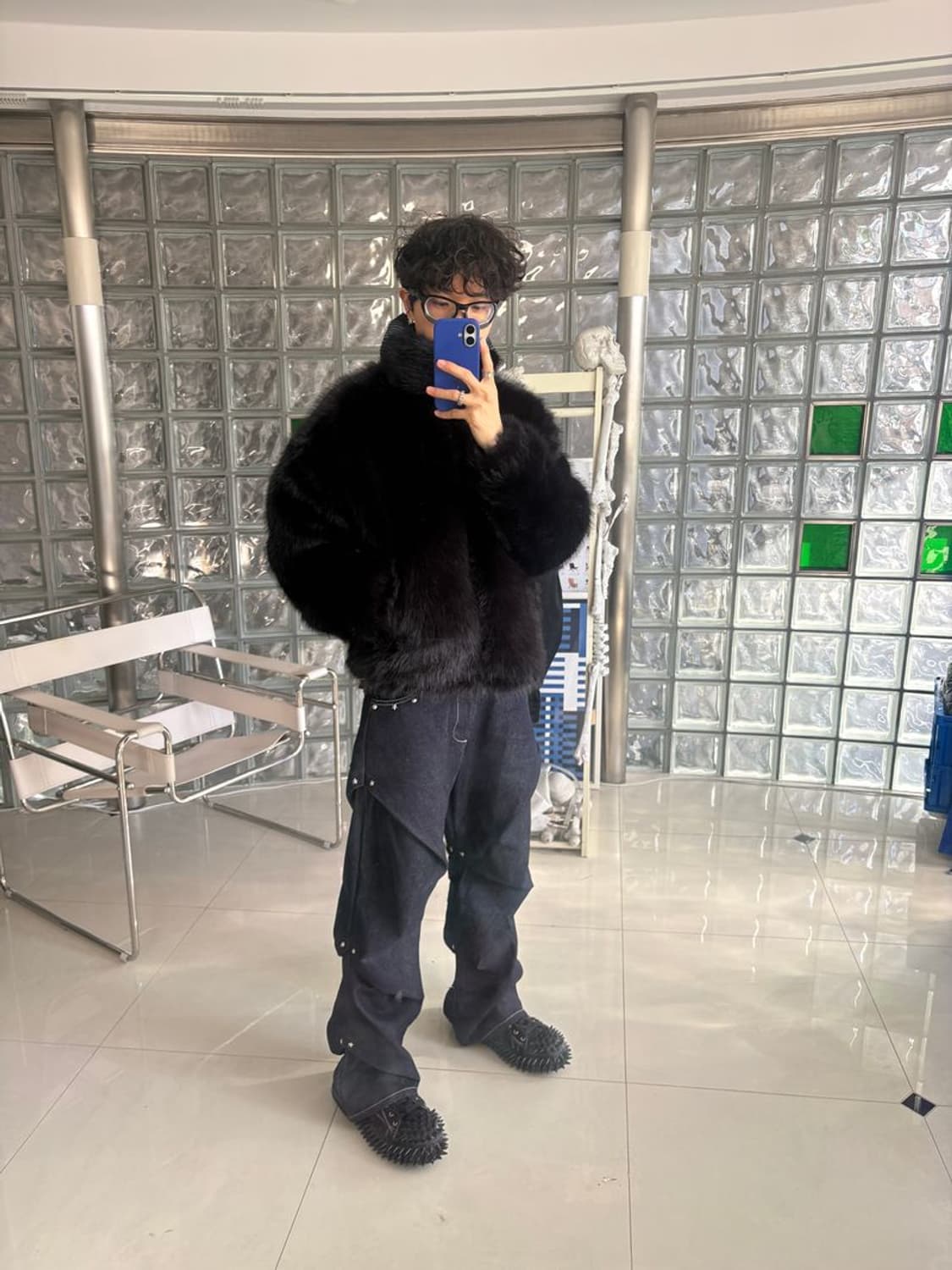 FAKE FUR BLOUS 혼합 인조 모피 블라우스 상품이미지3