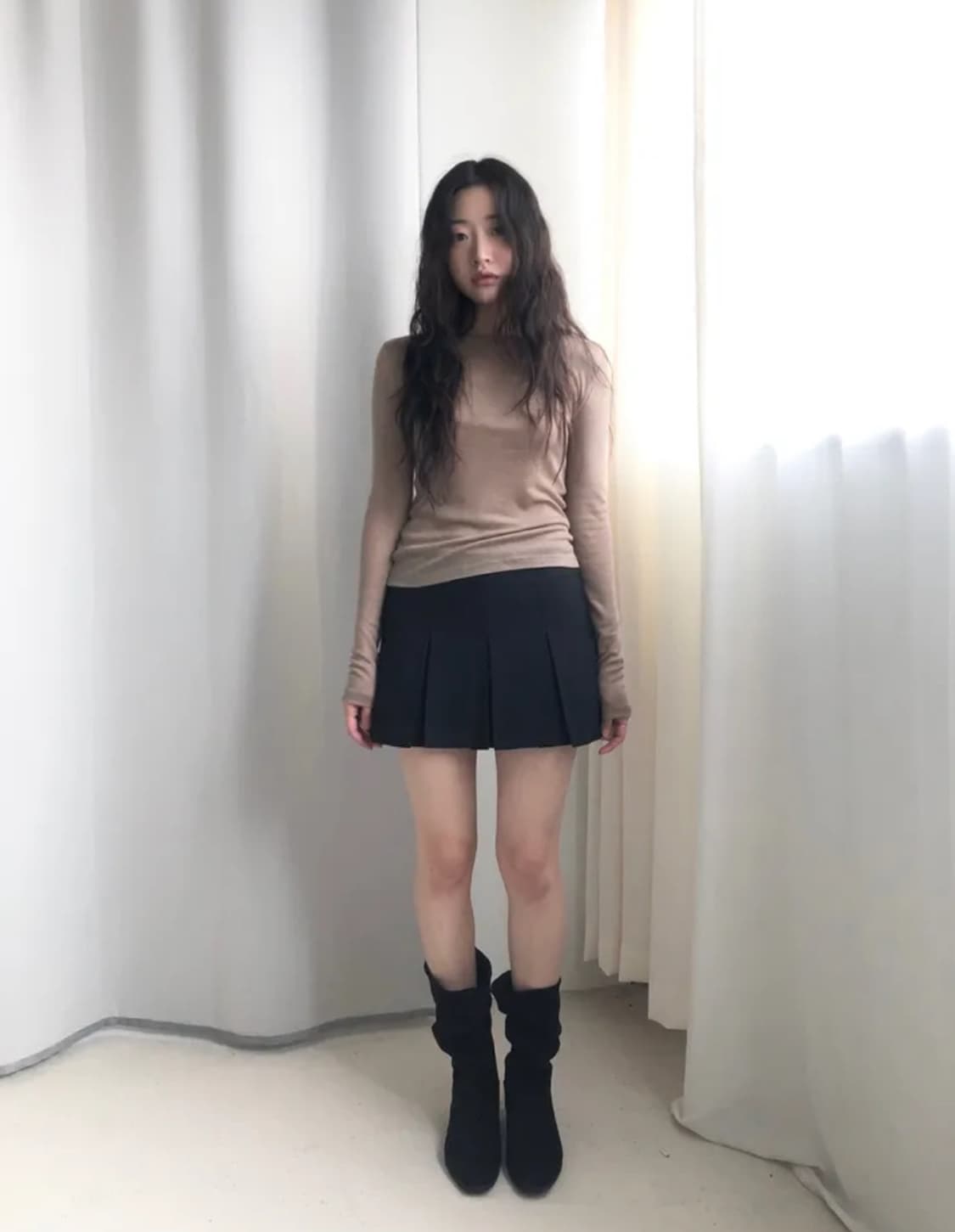 그린씨 mini pleats skirt s [beige] 상품이미지1