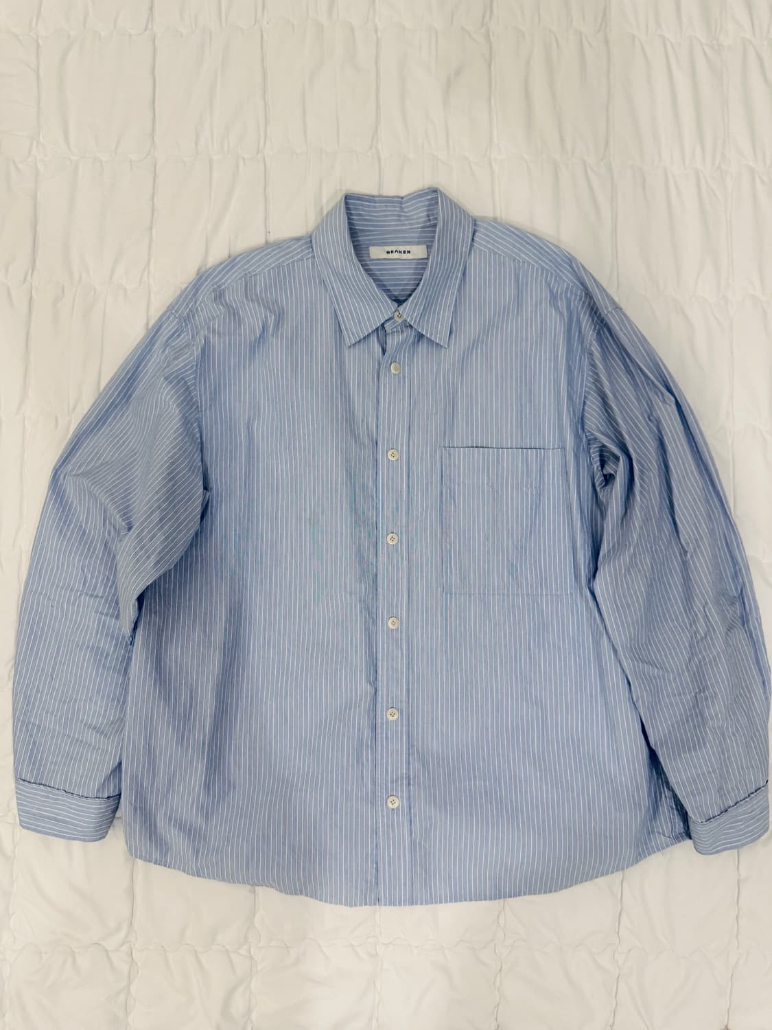 비이커 스트라이프 셔츠 블루 상품이미지1