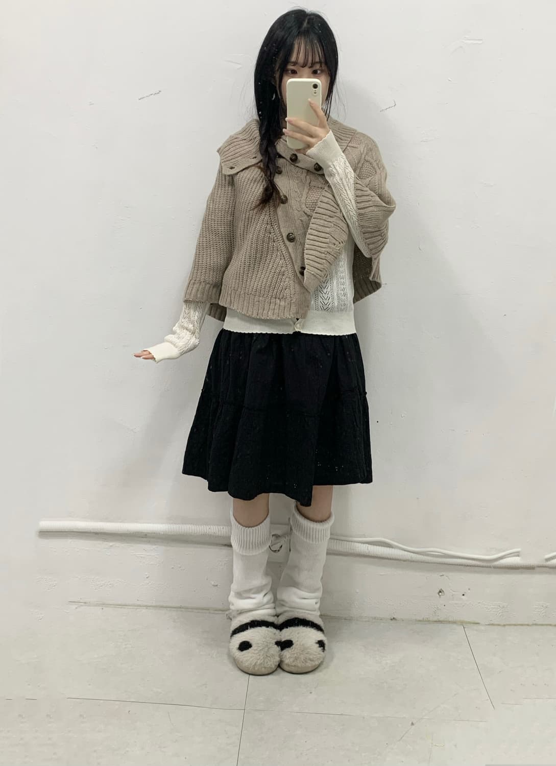 [KUMIKYOKU] 쿠미쿄쿠 사와코 라떼갸루 챠콜브라운 케이프 상품이미지4