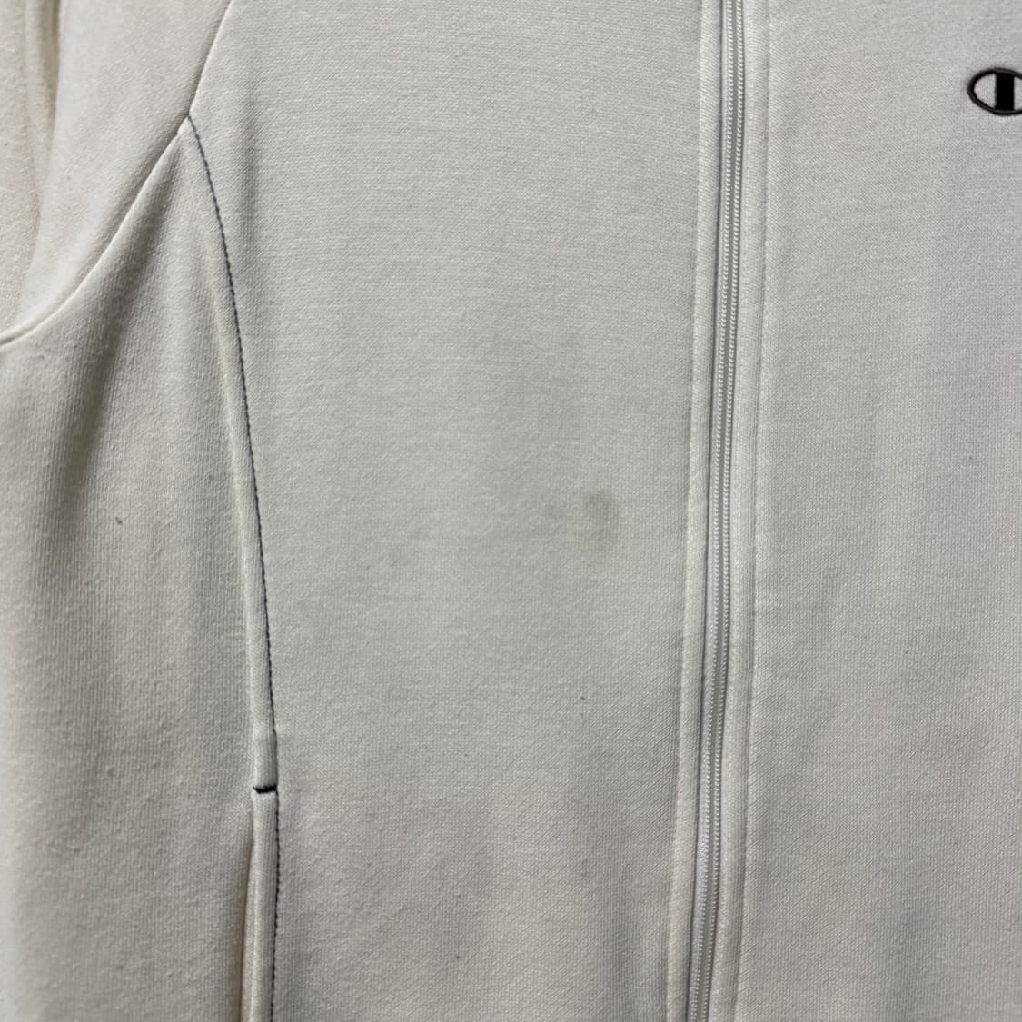 챔피온 재팬 아이보리 브라운 배색 원 포인트 코튼 집업 져지 자켓 상품이미지4