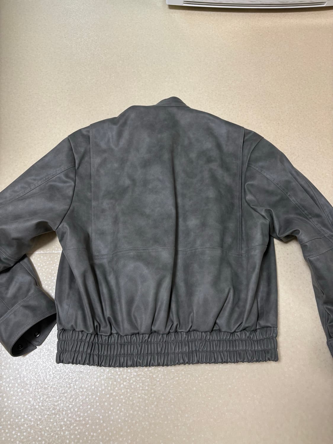 알렌느 바이커 디테일 스크랩 포우 레더 3D 블루종 그레이 상품이미지4