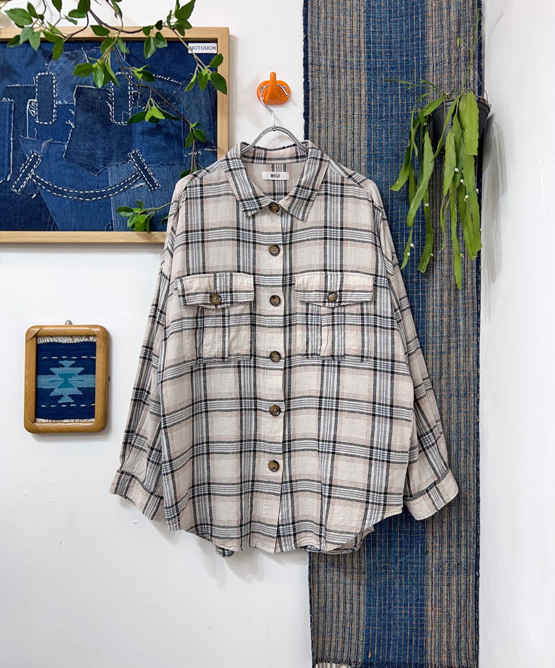 👧🏻WEGO     Oversized Checkered Shirt  상품이미지1
