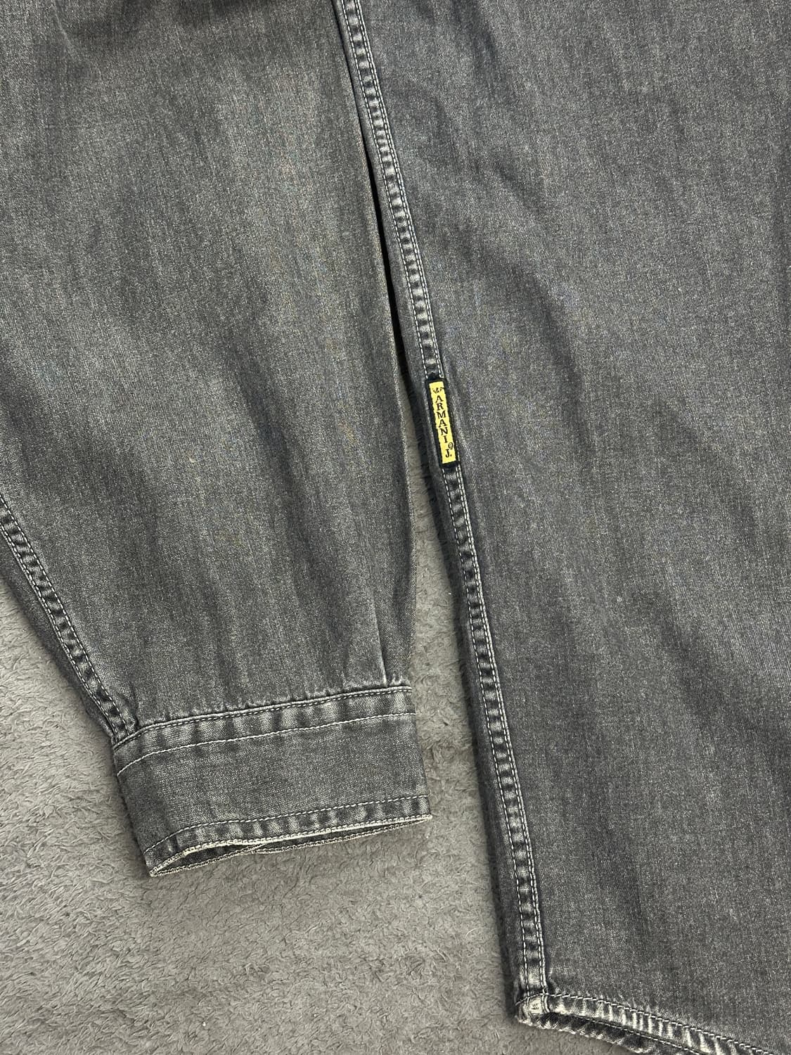 90s ARMANI JEANS 흑청 데님 셔츠 M 상품이미지4