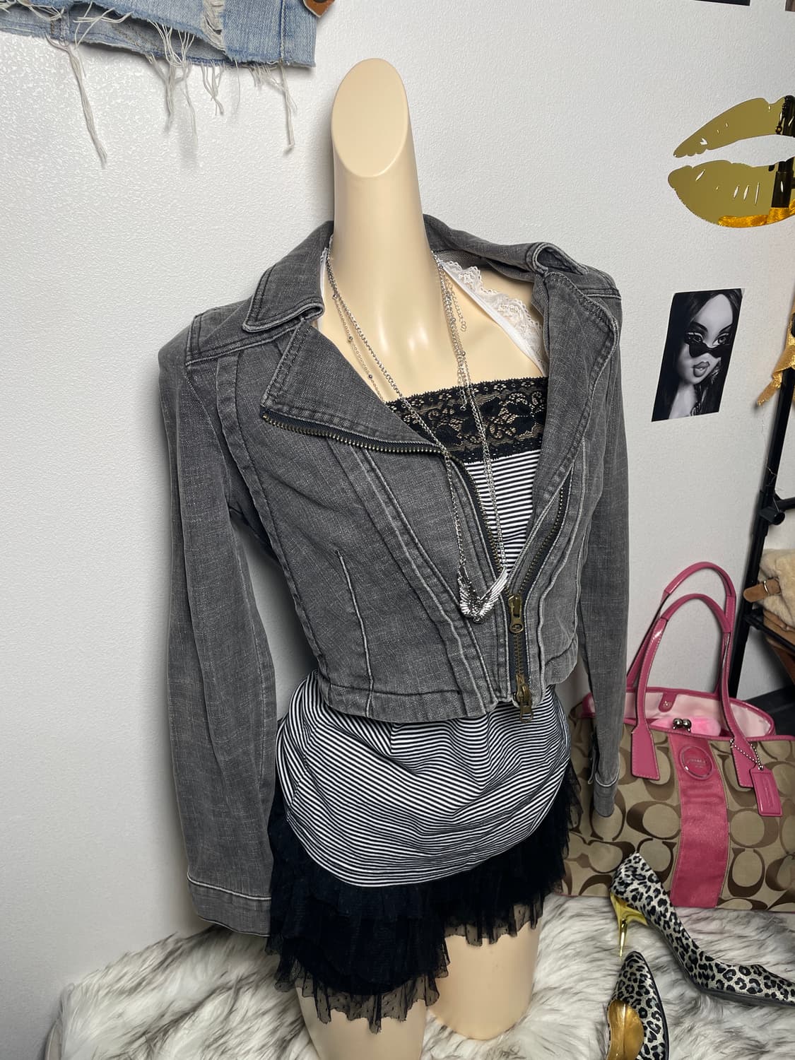 흑청 데님 크롭 자켓 상품이미지1