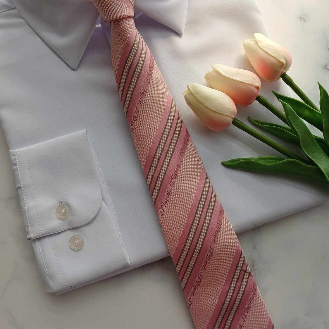 에스 티 듀퐁 실크 핑크 스트라이프 넥타이 8cm A+등급 A18775
 상품이미지6