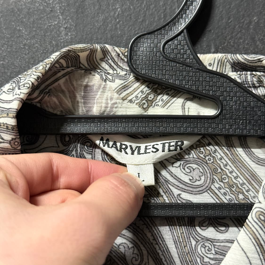 VTG 빈티지 오리엔탈 페이즐리 풀 패턴 시스루 더블 포켓 긴팔 셔츠 상품이미지5