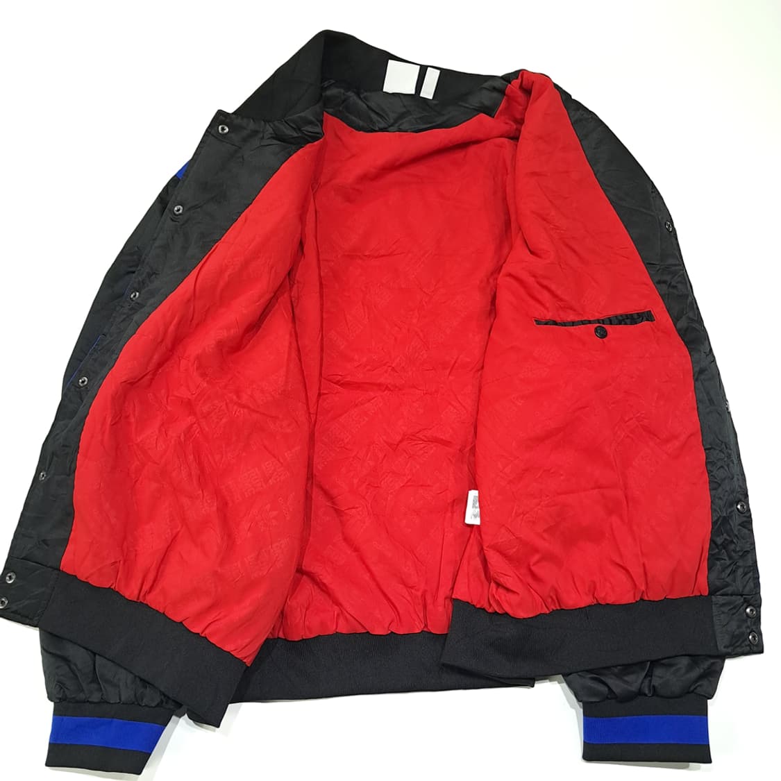 CL301 XL 아디다스 새틴 런디엠씨 패치 블루블랙 자켓 상품이미지9