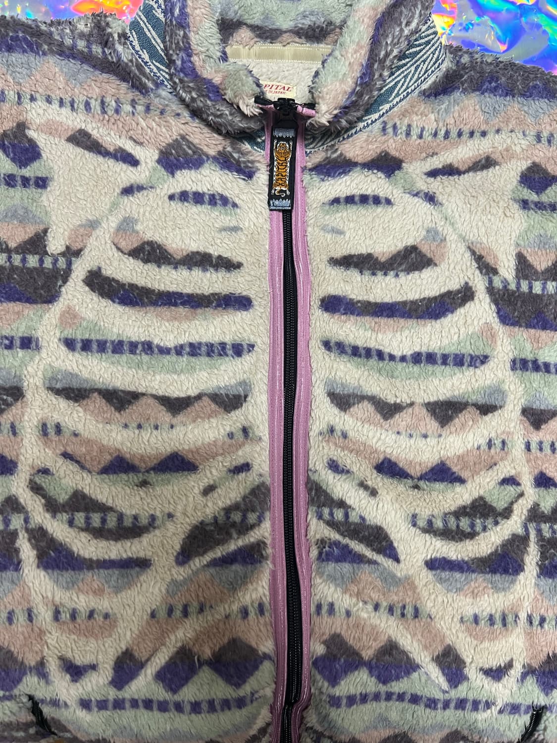 캐피탈 애슐랜드 스트라이프 앤 본 플리스 집 블루종 퍼플 상품이미지1