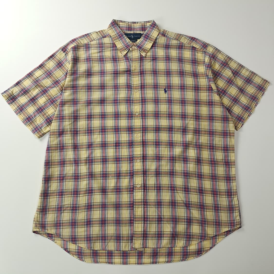 CK651 2XL 폴로 90s 옐로우 클래식 매드라스체크 반팔 셔츠 남 상품이미지1