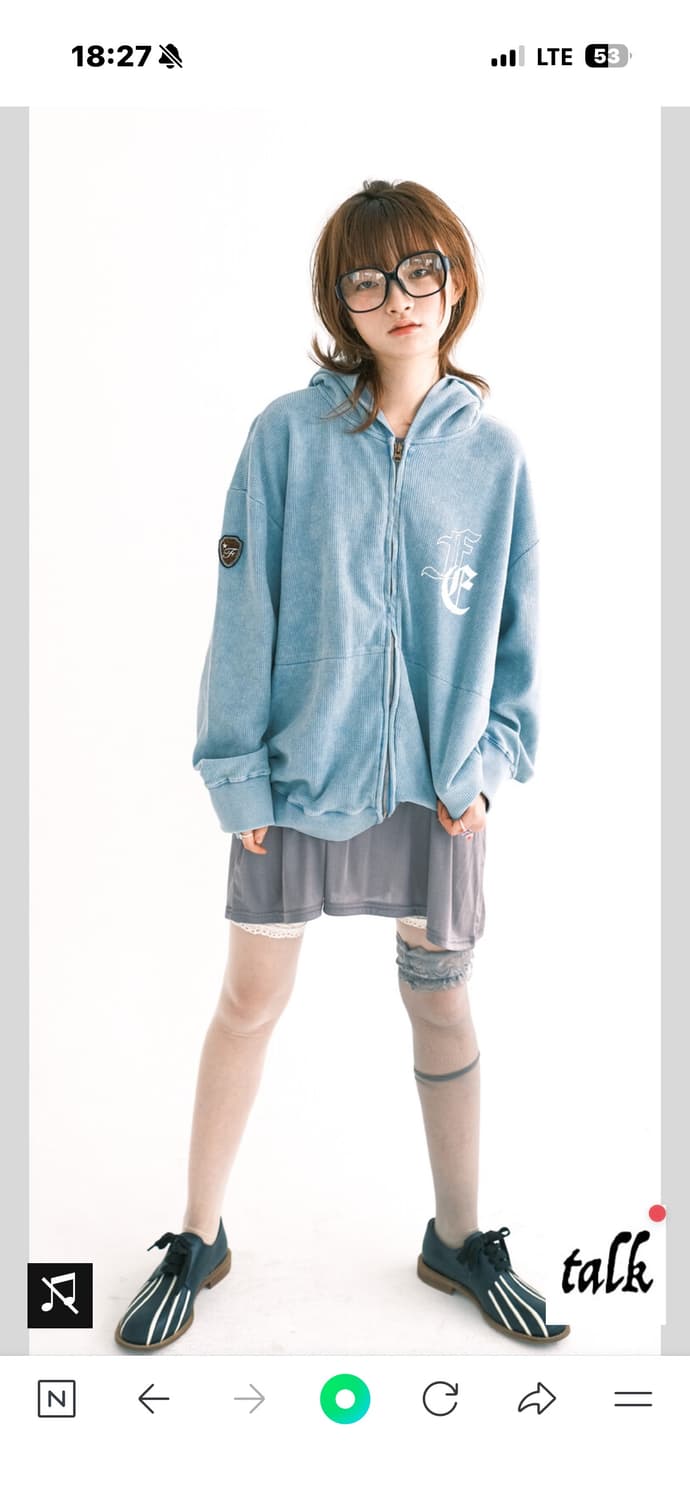 샵페어리 와플 후드 집업 블루 상품이미지1