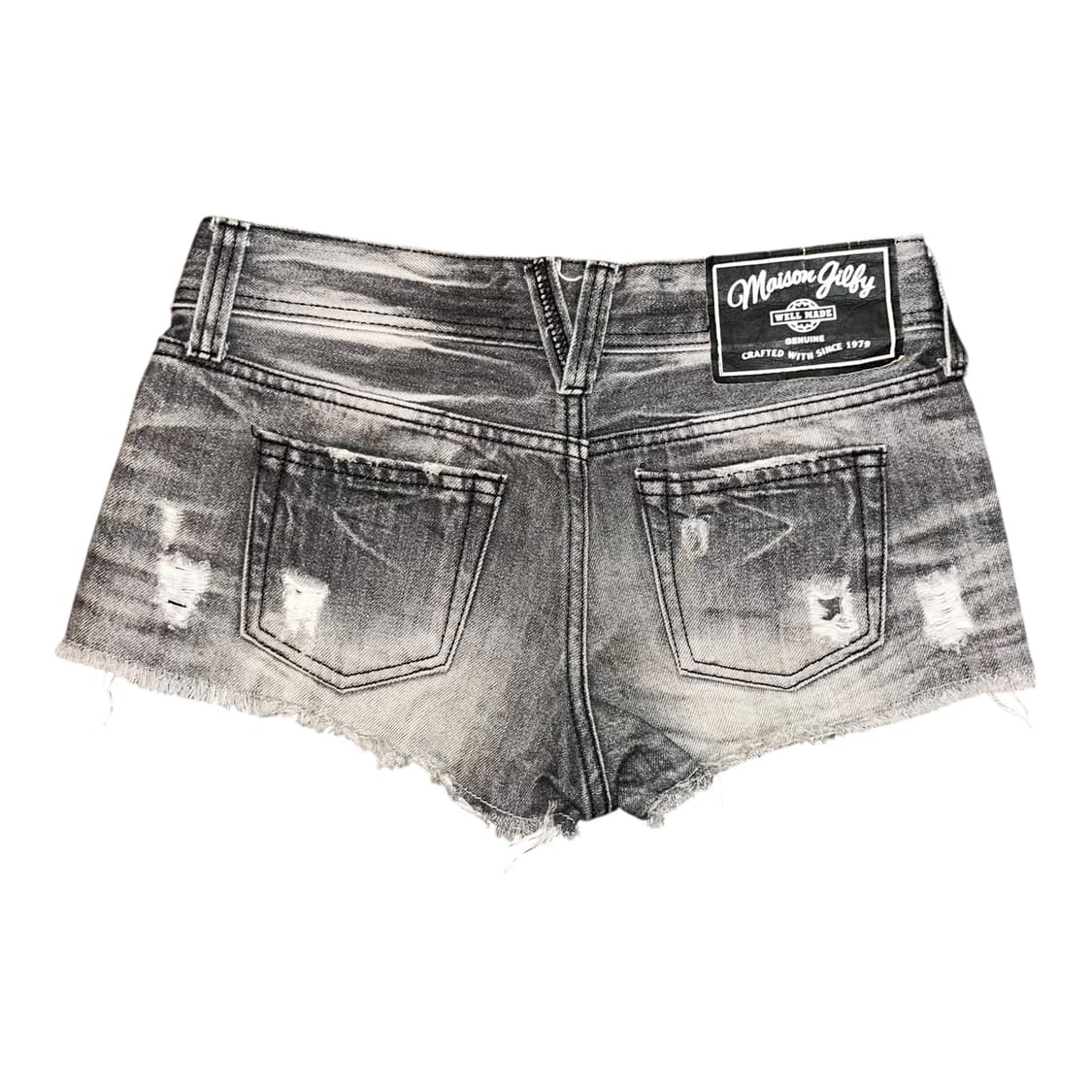 포켓 스터드 데미지 흑청 숏 팬츠 갸루y2k펑크 상품이미지3