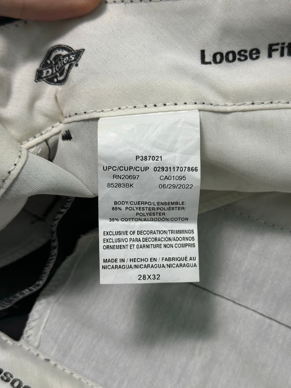 디키즈 더블니 28 x 32 블랙 루즈핏 워크 치노 팬츠 바지 와이드 상품이미지9