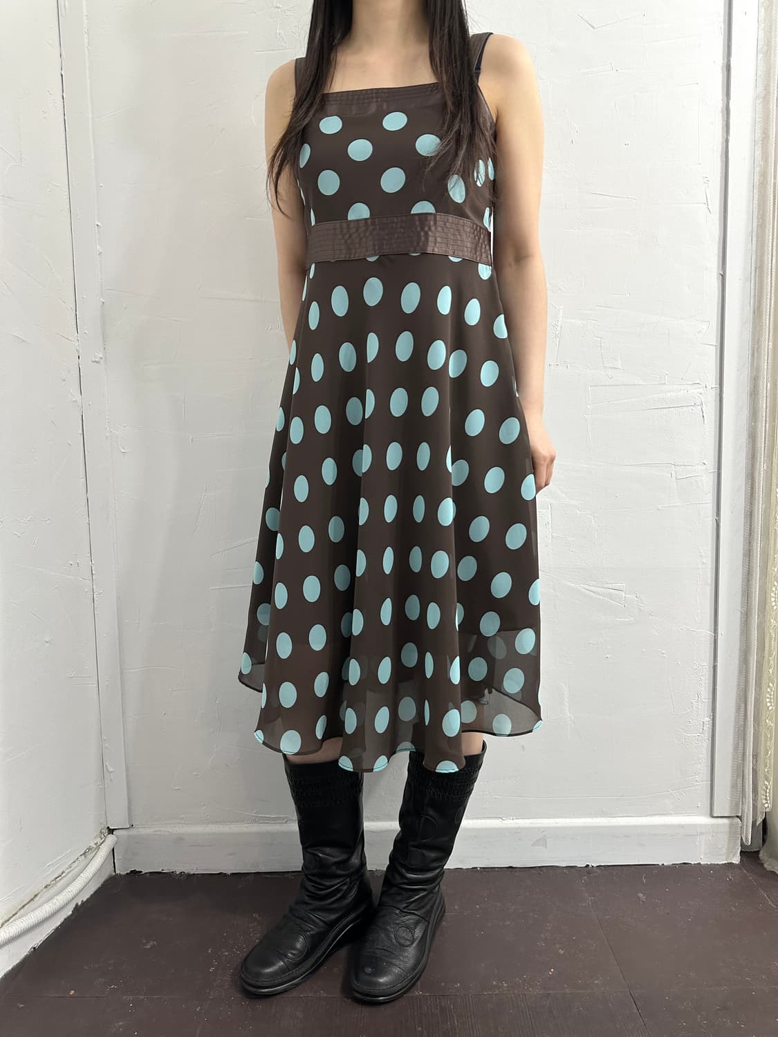 diffe mint dot brown dress 상품이미지4