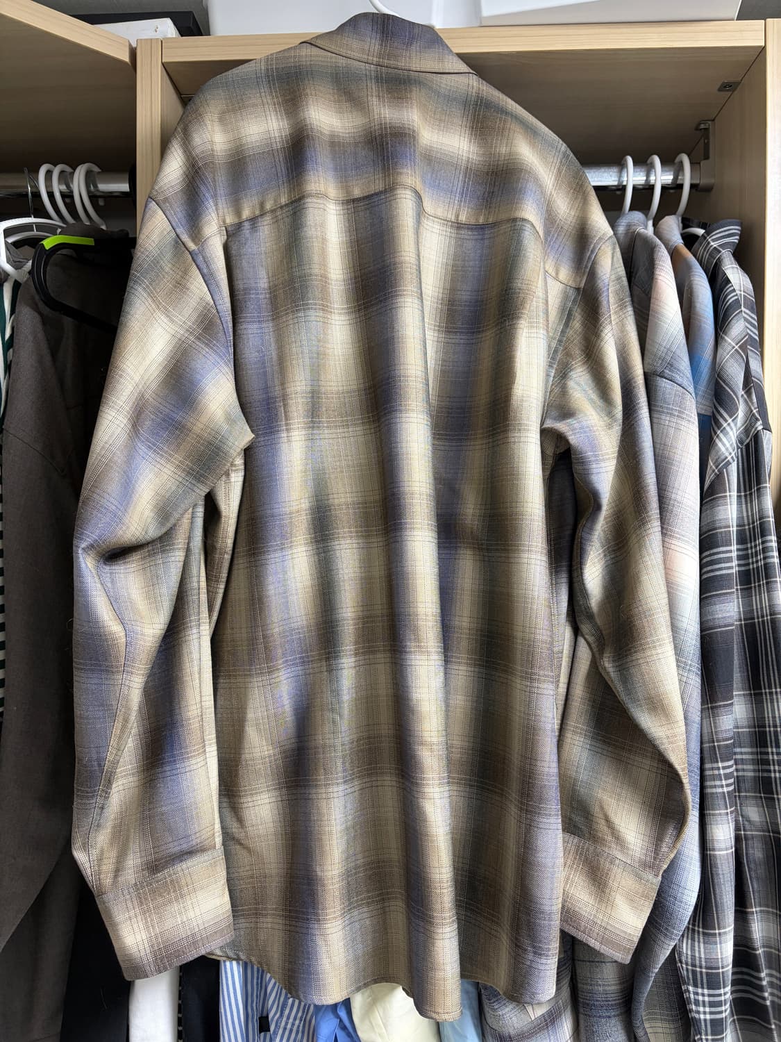 오라리 25aw 슈퍼 라이트 울 체크 셔츠 브라운 블루 5사이즈 상품이미지2