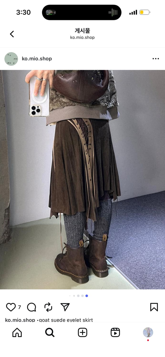 Goat suede eyelet 스웨이드 아일렛 치마 상품이미지5