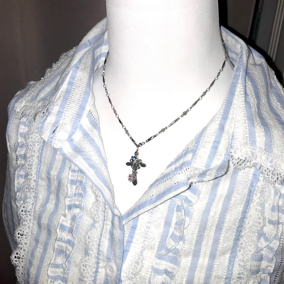 플라워 체인 큐빅 목걸이 chain necklace 상품이미지4