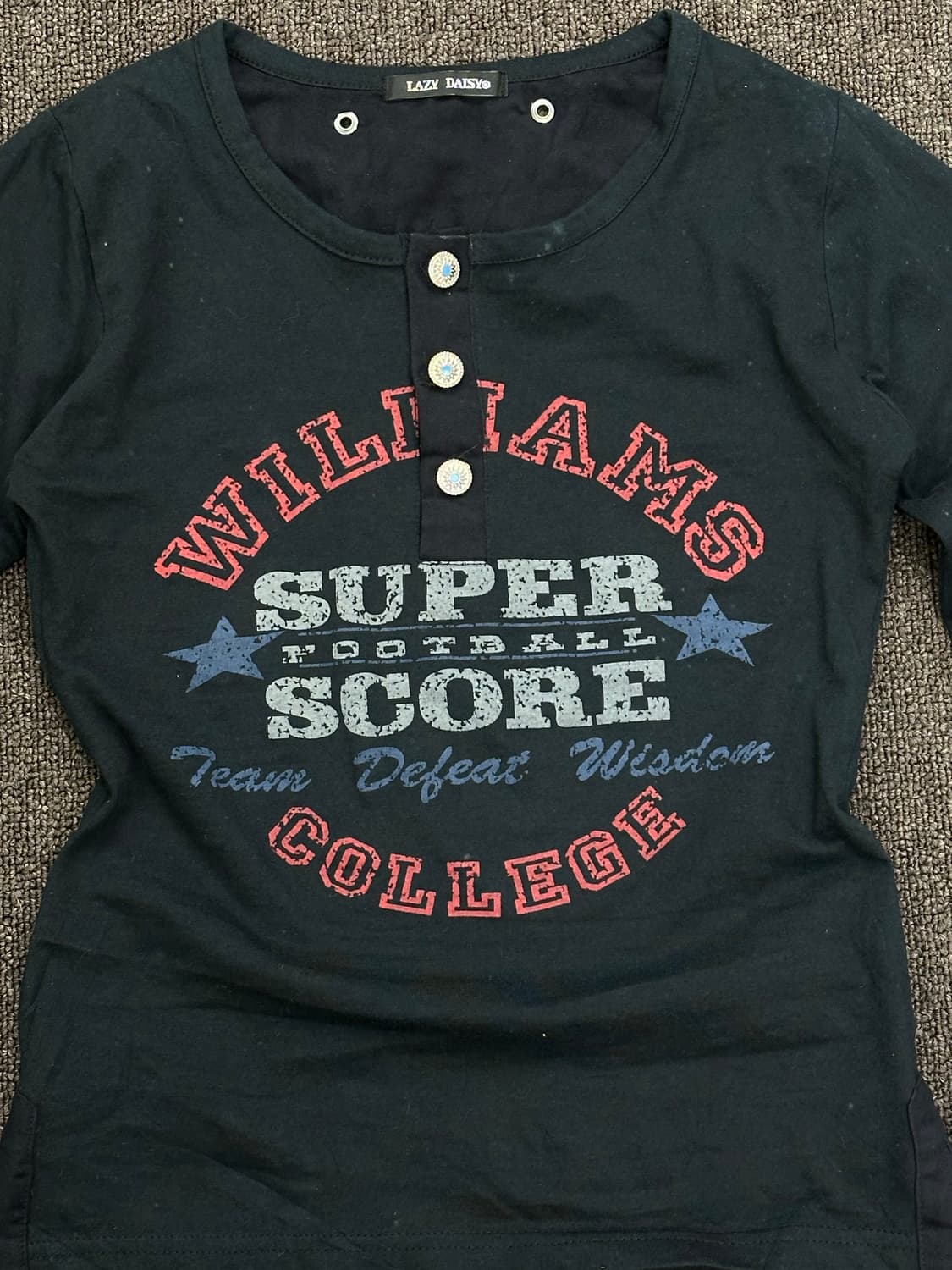 M)LAZY DAISY 빈티지 여성 메탈 버튼 헨리넥 롱슬리브 상품이미지3