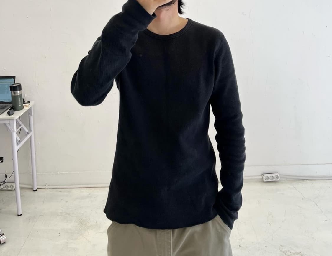 비즈빔 와플u넥 롱슬리브 상품이미지1
