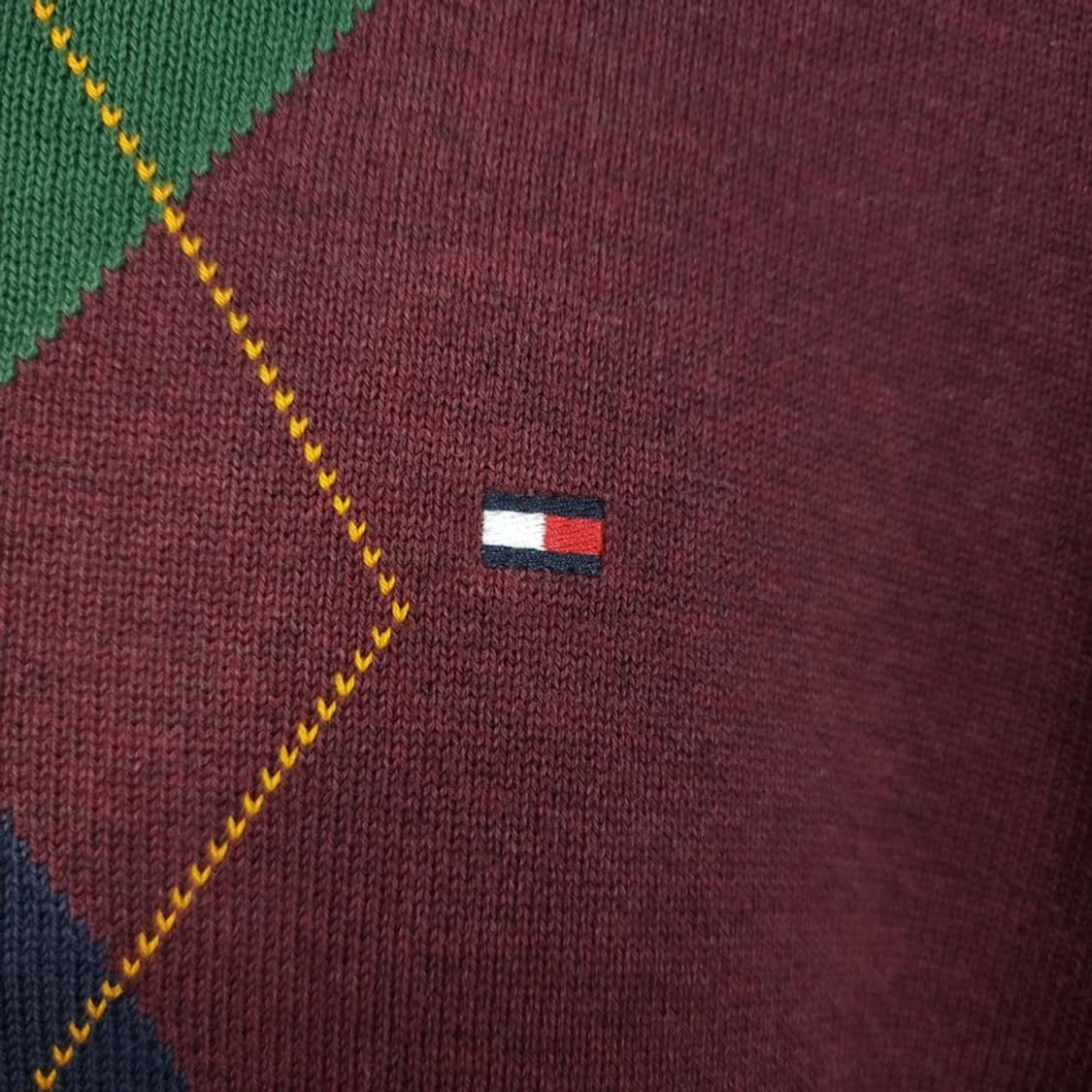 [타미힐피거] 아가일 체크 브이넥 니트 브라운 M19253 상품이미지6