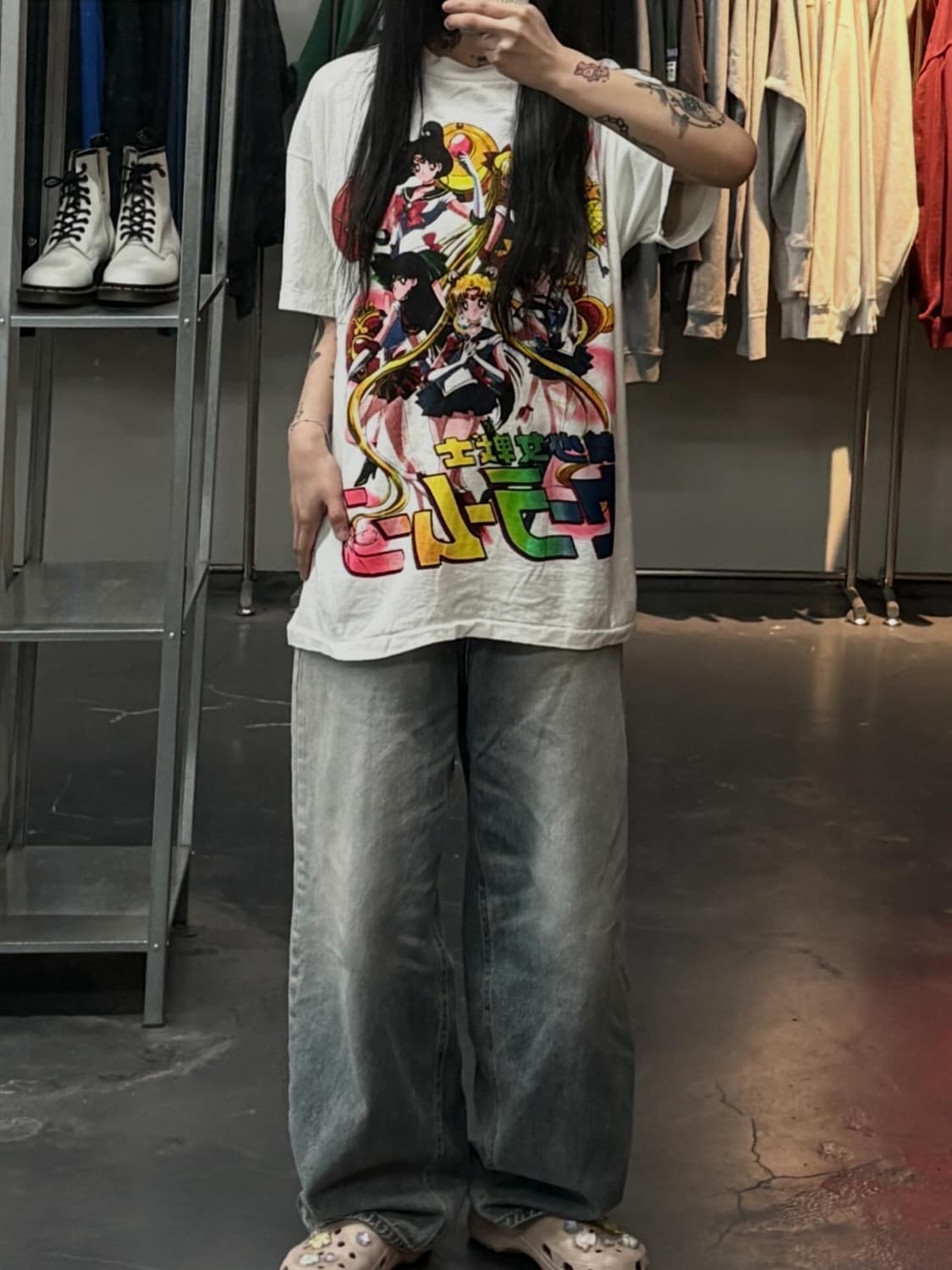 빈티지 USA 달의요정 세일러문 그래픽 화이트 반팔 A3774 상품이미지1