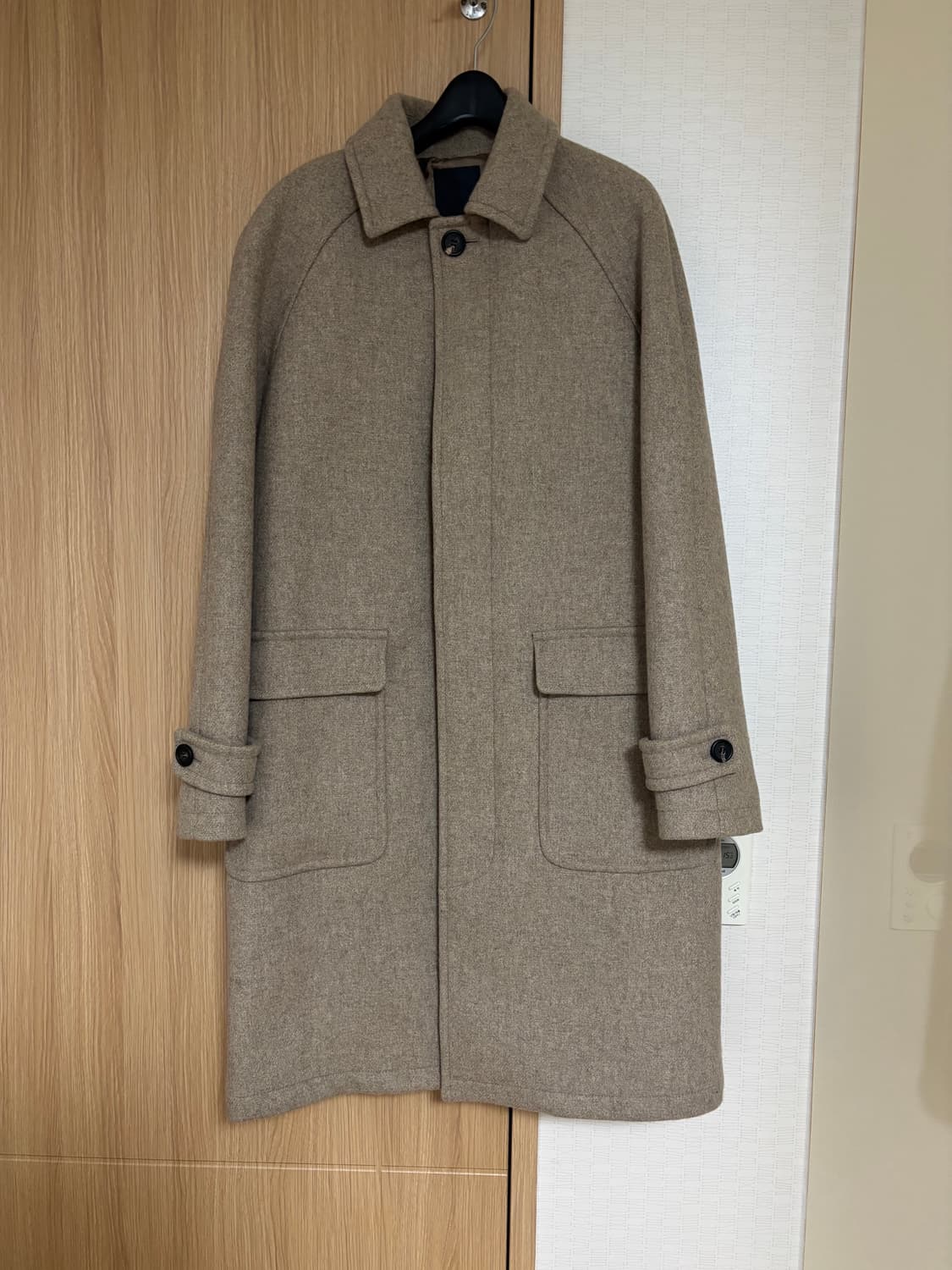 엠비오 울 세미 오버 발마칸 코트 오트밀 95사이즈  상품이미지2