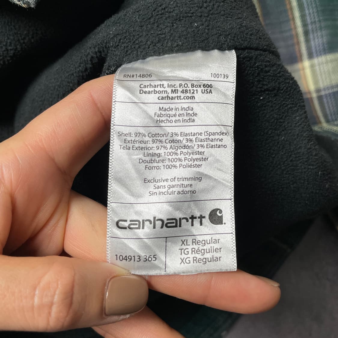 CARHARTT 칼하트 빈티지 그린 체크 기모 셔츠 워크자켓 A00833 상품이미지10