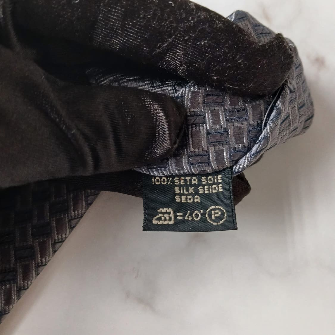 에르메네질도 제냐 실크 그레이 패턴 넥타이 9.6cm A등급 A19152 상품이미지9