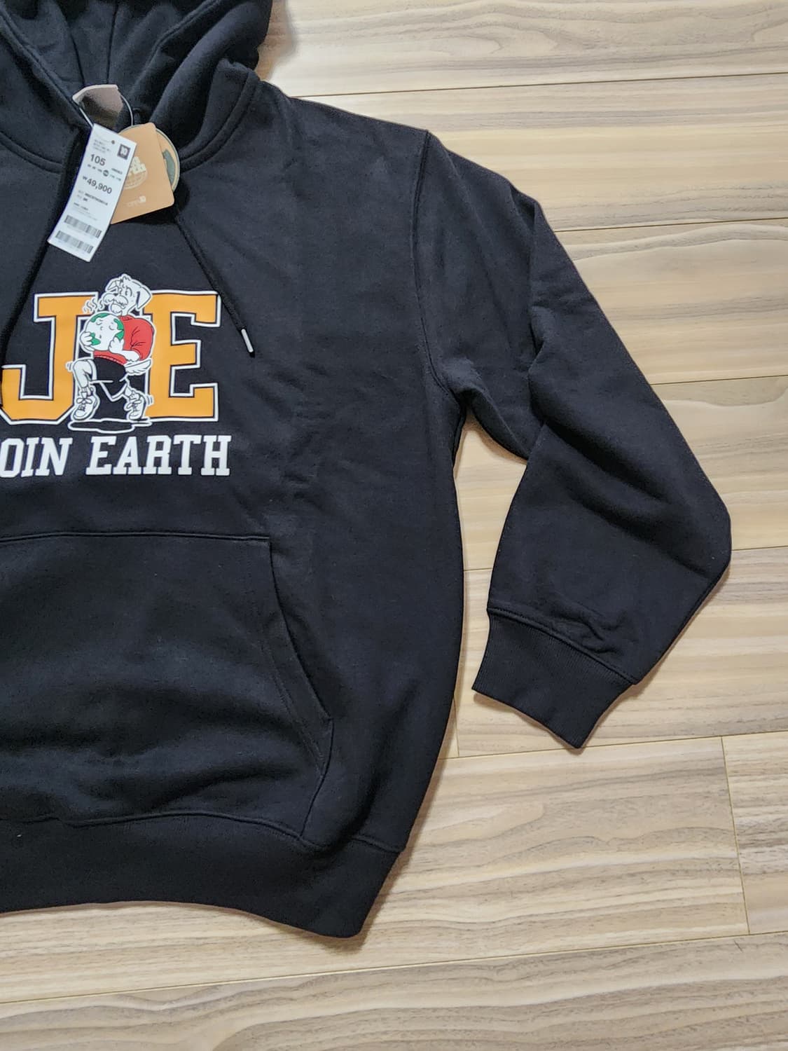 탑텐기모후드티셔츠블랙105 상품이미지2