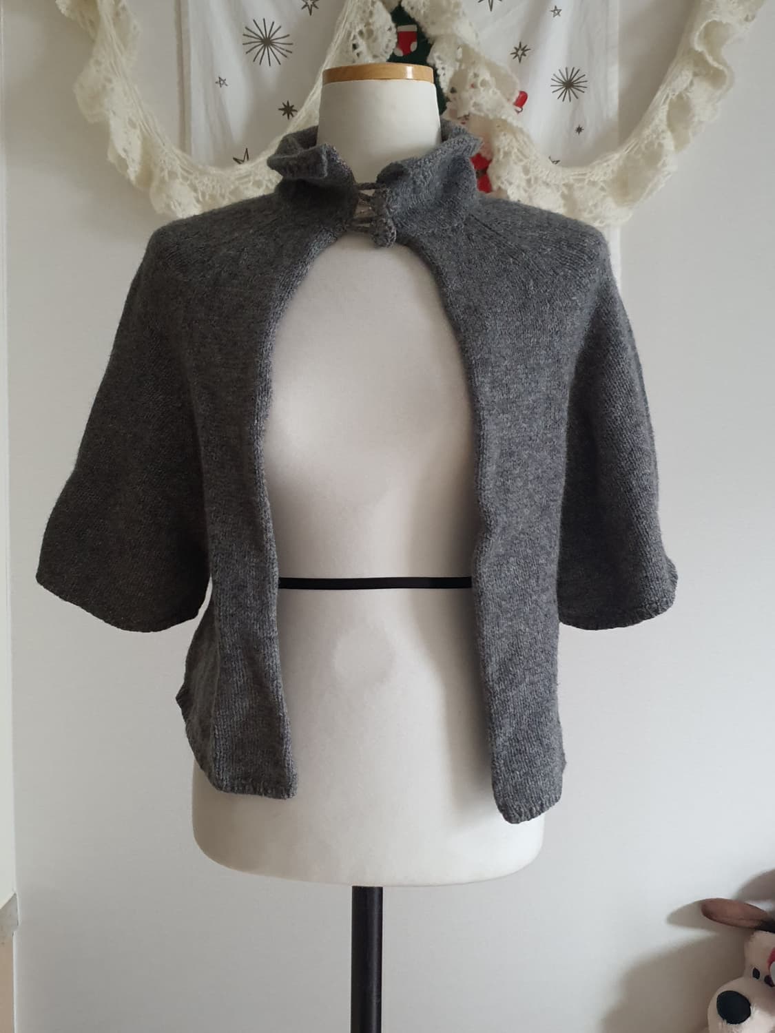 [모리걸] 회색 니트 볼레로 가디건 숏자켓 상품이미지1