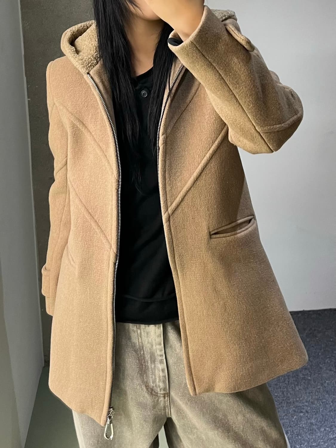 산드로 울 후디드 집 코트 상품이미지2