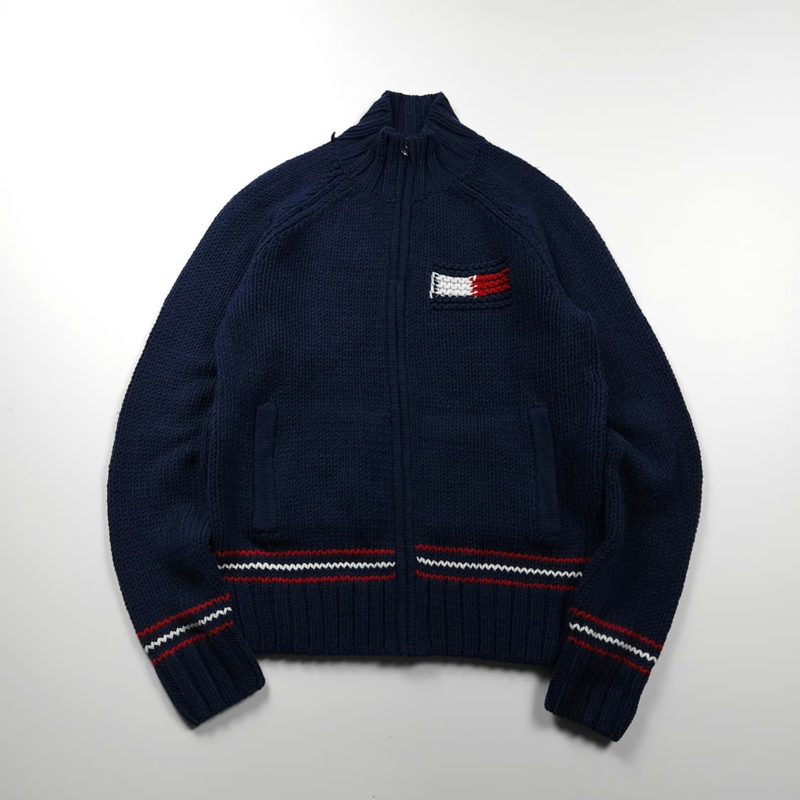 타미힐피거 플래그 로고 디테일 코위찬 니트 자켓  (L)  상품이미지1