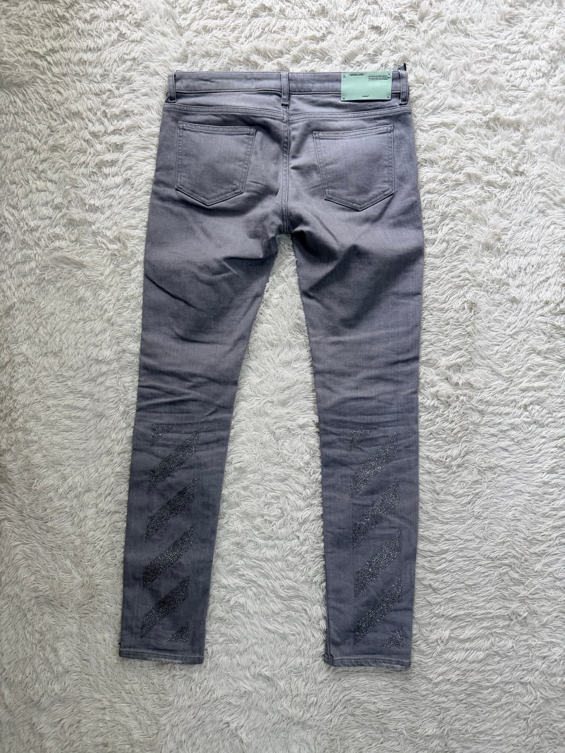 [오프화이트] 메인 라벨 다이아그 스트랩 스키니 진 - 그레이 상품이미지10