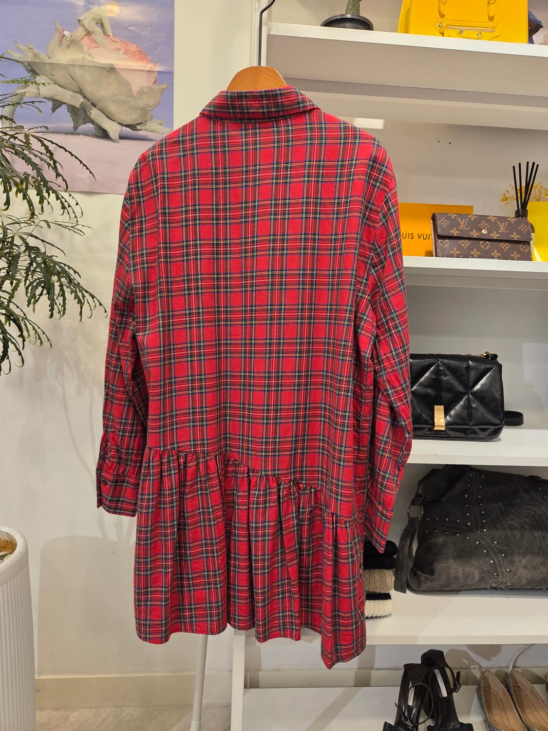 자라 체크 셔링 언발란스 셔츠겸 원피스 상품이미지8