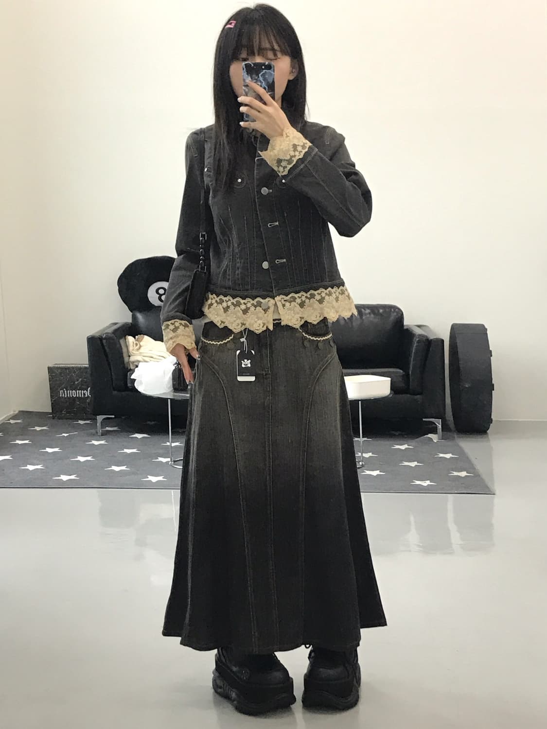 Jpn Charcoal Detail Long Skirts 상품이미지4