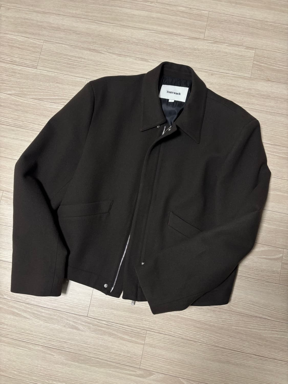 [L] 토니웩 버진 울 크롭 블루종 자켓 다크브라운 상품이미지3