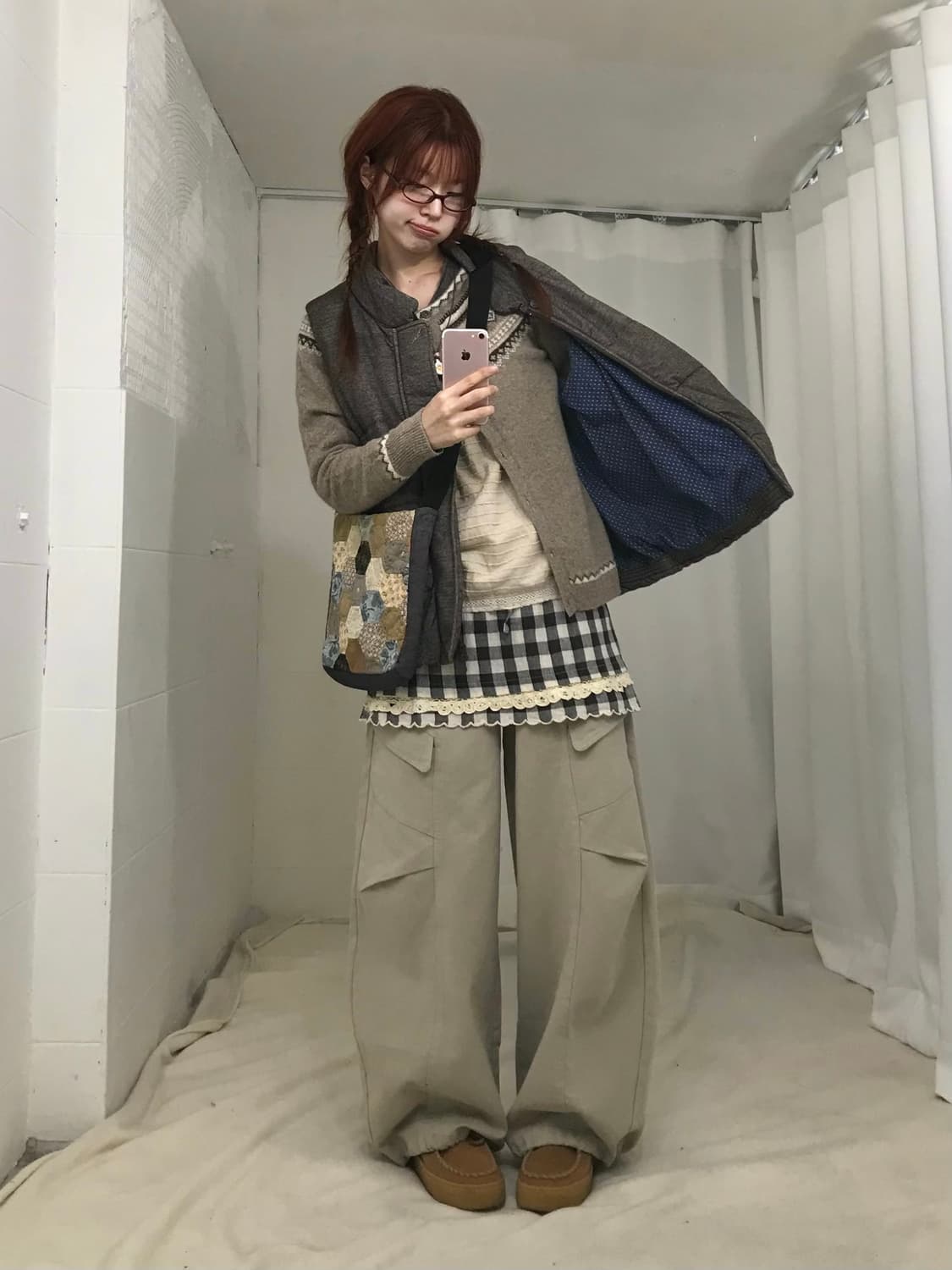 빈티지 베이지 노르딕 너드 모리 코디 세트 상품이미지1