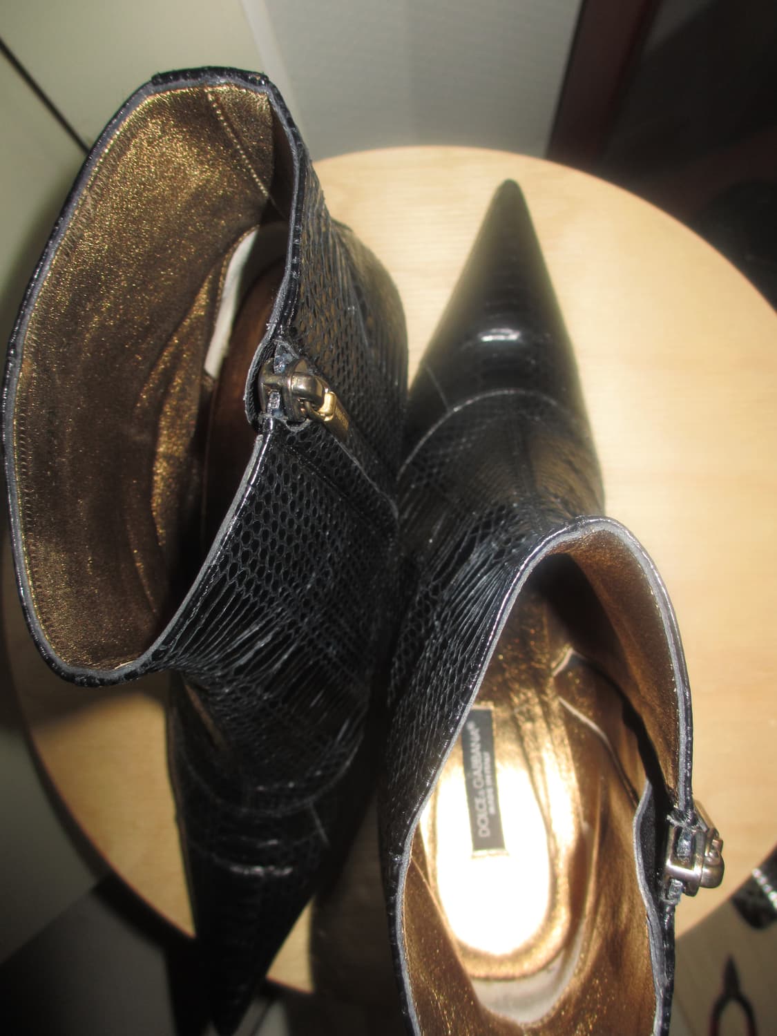 돌체앤가바나 블랙 뱀피 앵클 부츠 힐 상품이미지4