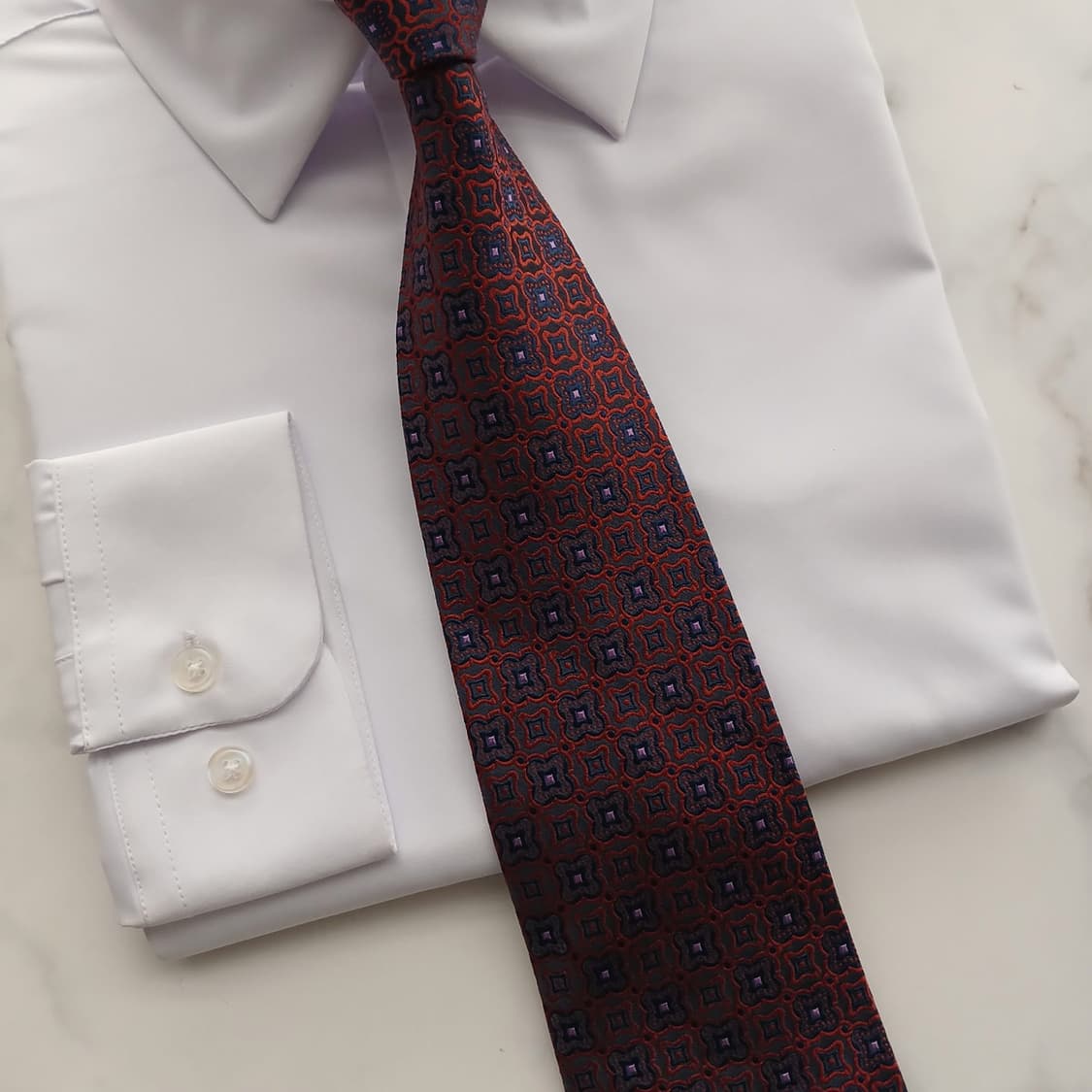 닥스 실크 레드&네이비 지오메트릭 넥타이 9.1cm A+등급 A18616 상품이미지5