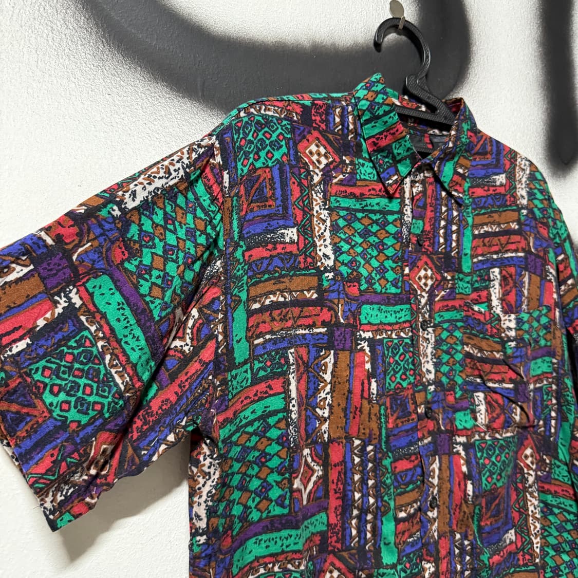VTG 빈티지 칼라블락 멀티 패턴 반팔 셔츠 상품이미지4
