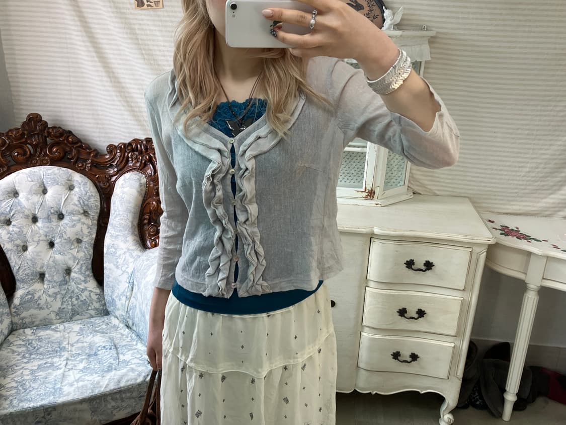 jpn vintage light gray sheer cardigan 상품이미지1