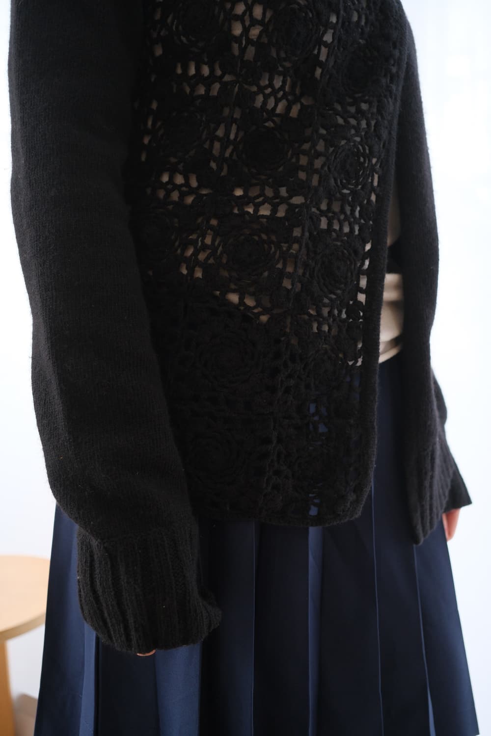 Crochet motif high-neck cardigan  상품이미지5
