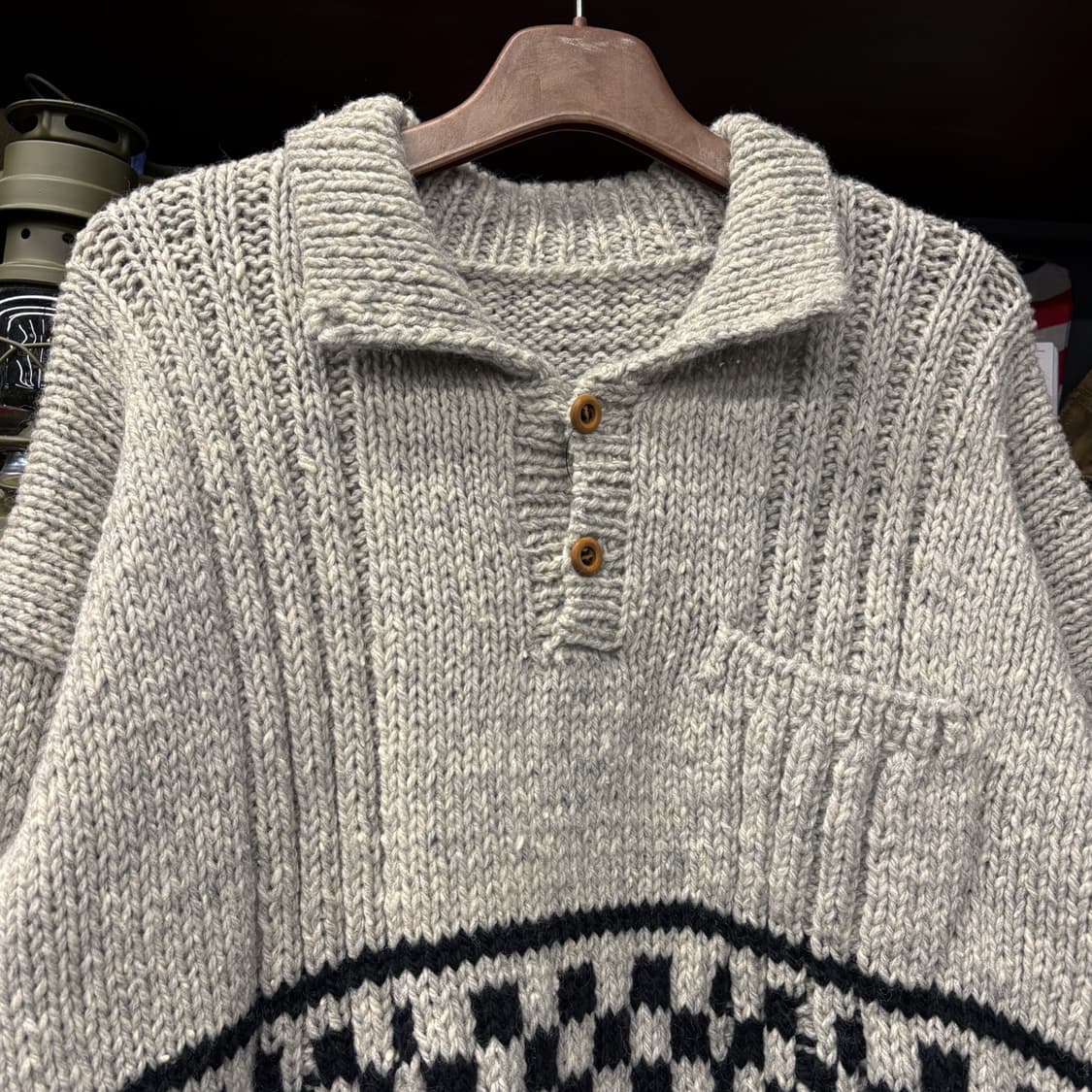 핸드메이드 체커보드 버튼카라 보카시 울 니트 스웨터 N561 상품이미지3