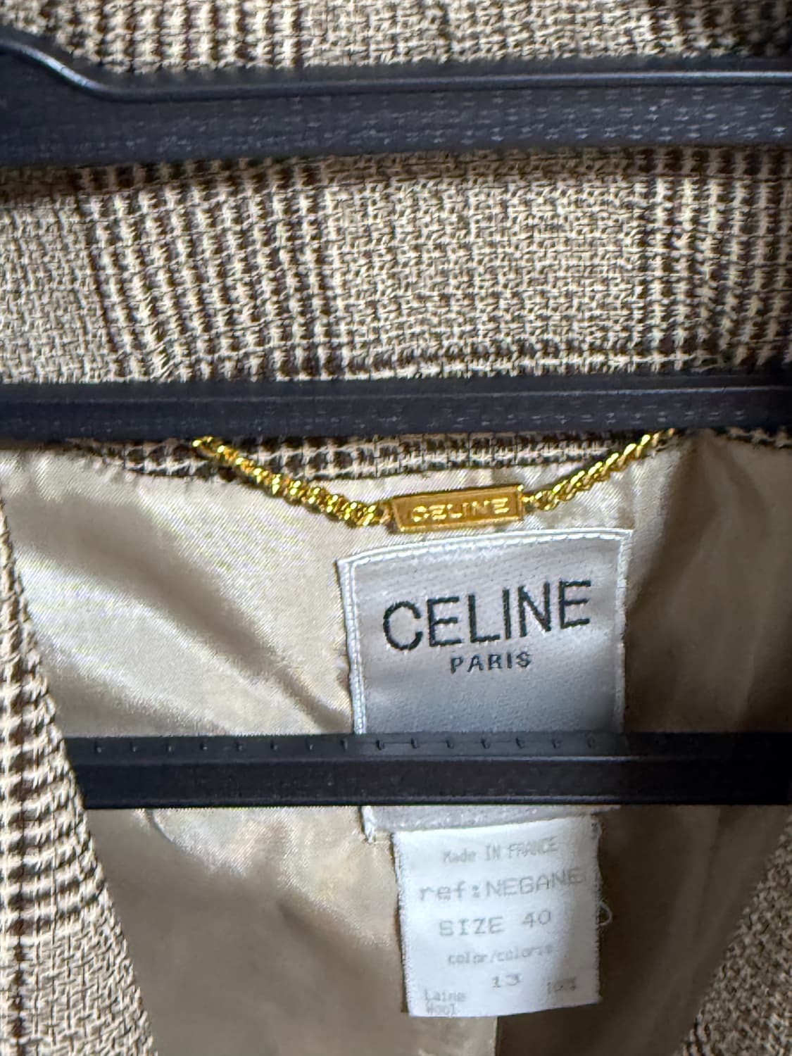 셀린느 빈티지 체크 자켓 브라운 40 상품이미지2