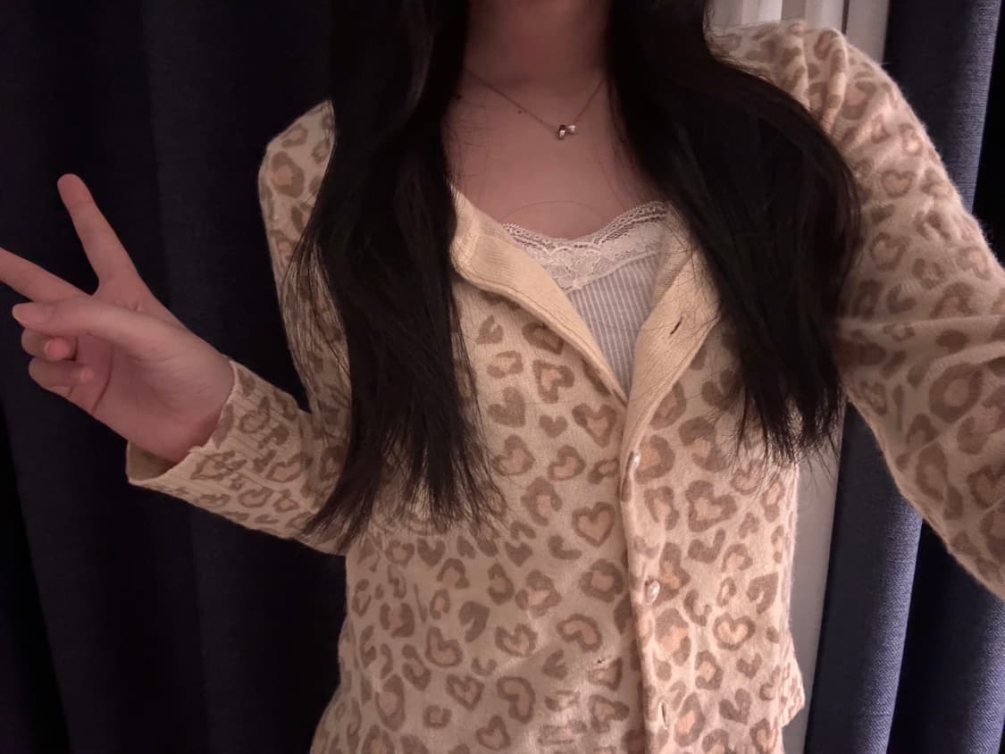 하트 레오파드 가디건 로맨틱갸루 갸루 히메갸루 로걀 라떼갸루 상품이미지1