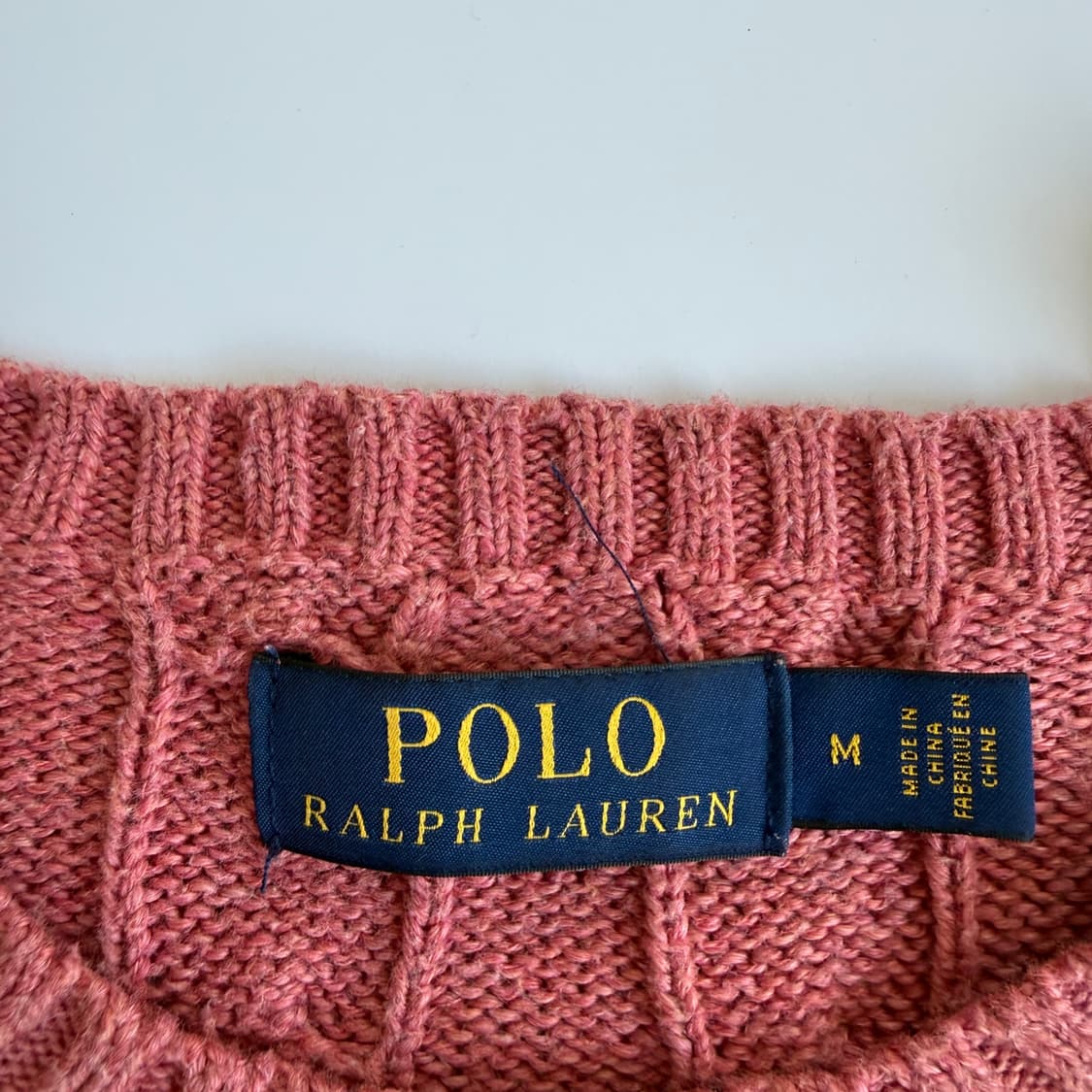 Polo  폴로 랄프로렌 자수 코튼 핑크 꽈배기 니트  상품이미지4