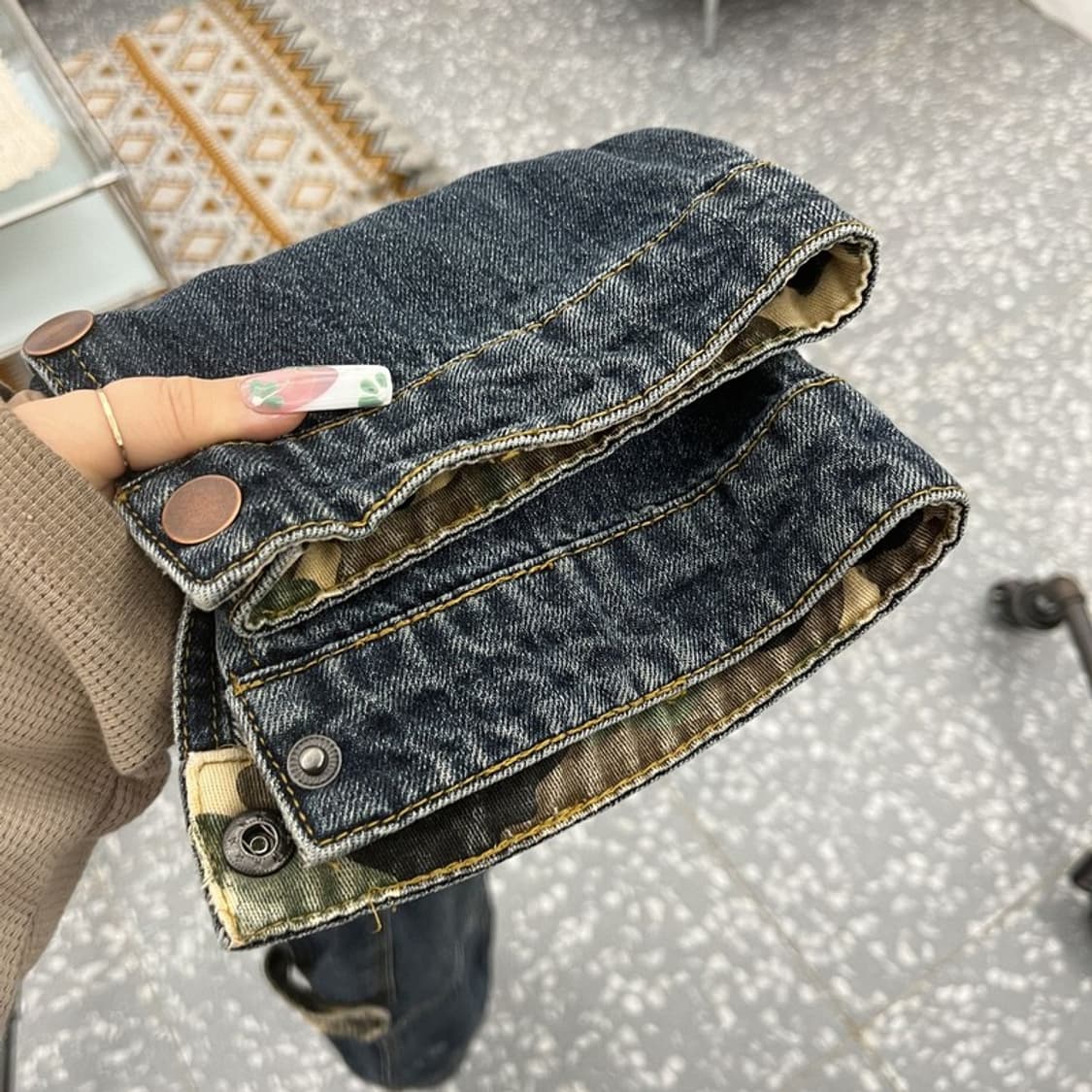 빈티지 스트릿 펑크 카모 밀리터리 카고 데님팬츠 36인치 C11049 상품이미지6