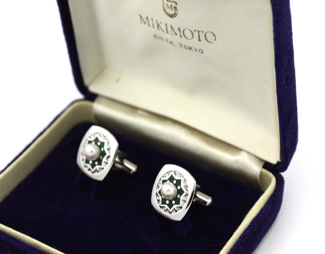 미키모토 천연진주 A등급 유광 남자 명품 커프스 상품이미지1