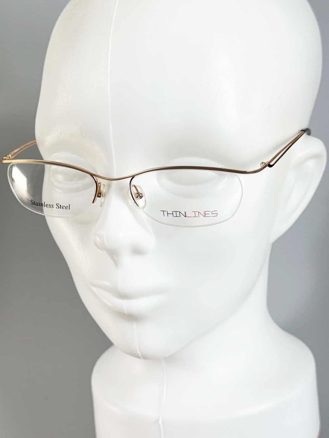 90s Thin Lines 골드 메탈 스퀘어 반무테 빈티지 안경 상품이미지8